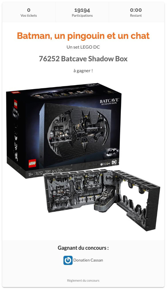 ▻ Competition: a copy of the LEGO DC 76252 Batcave Shadow Box set